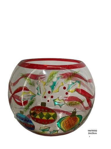 [XSH-14470052] CANDELABRO NAVIDEÑO VIDRIO 24*29CM