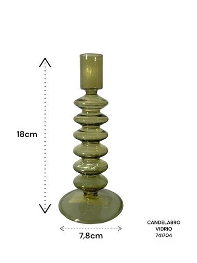 [741704] CANDELABRO VIDRIO ES23349 7.8X18CM
