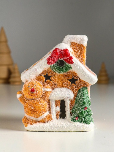 [2122100000433] CASA JENGIBRE CERAMICA C/LUZ 11X9CM