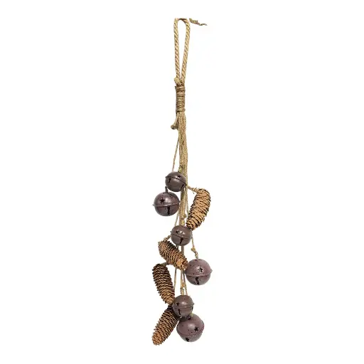 [8679811642352] CASCABEL NAVIDEÑO METALICO C/PIÑAS COLGANTE 68CM