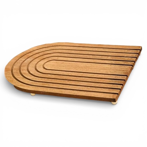 [15572] CENTRO DE MESA MADERA MINIMALISTA SEMIOVALADO 23X34CM