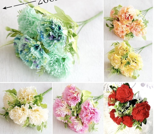 [HH112] CLAVELES 26CM DE 5 FLORES DE 7CM