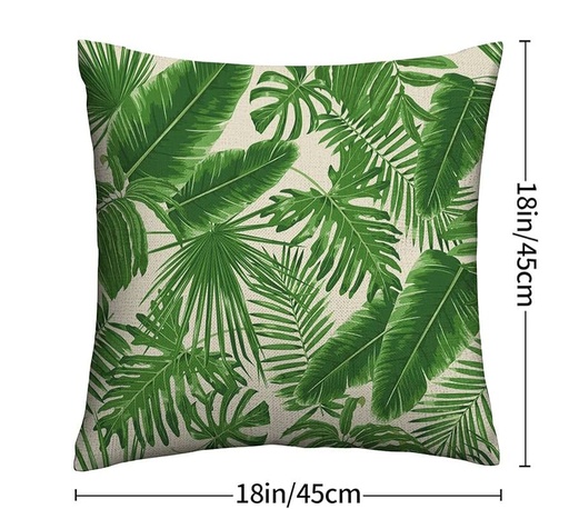 [KV098] COJIN DE LINO HOJAS DE PALMERA 45X45CM