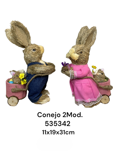 [8679833535342] CONEJA DE PAJA C/ BEBE 31CM