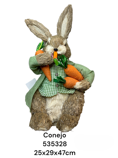 [8679833535328] CONEJO DE PAJA CON ZANAHORIAS 47CM