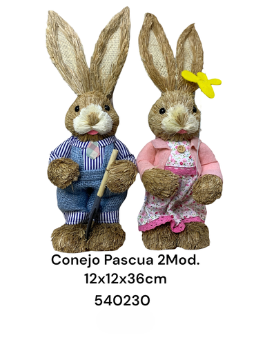 [8679833540230] CONEJO PASCUA 2 MOD. 12X12X36CM
