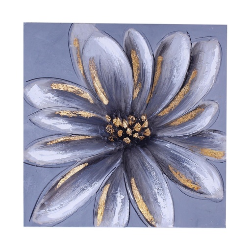 [448-7412358] CUADRO FLOR GRIS 50X50X2.5CM