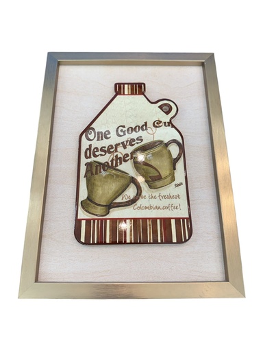[20507] CUADRO CERAMICA "ONE GOOD CUP" 23X31CM