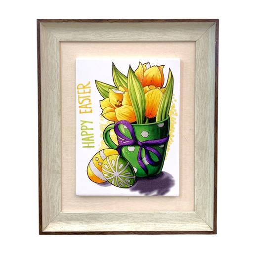 [20714] CUADRO CERAMICA "HAPPY EASTER" 26X31CM