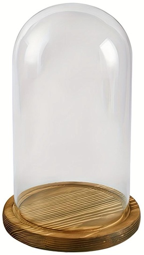 [8679810729979] CUPULA DE VIDRIO BASE MADERA 12X20CM