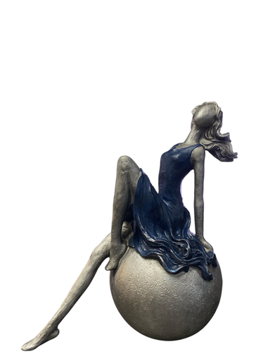 [437-427354] DAMA DECORATIVA AZUL/PLATA 22X20CM