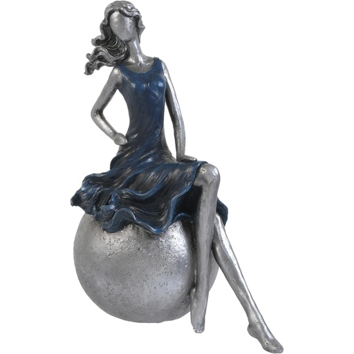 [437-427353] DAMA DECORATIVA AZUL/PLATA 24X20CM