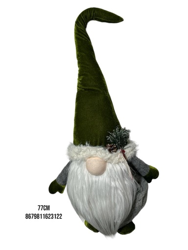 [8679811623122] DUENDE NAVIDEÑO VERDE/GRIS 77CM