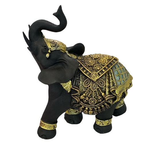 [ZHE755] Elefante pequeño, diseño hindú negro 14x6cm
