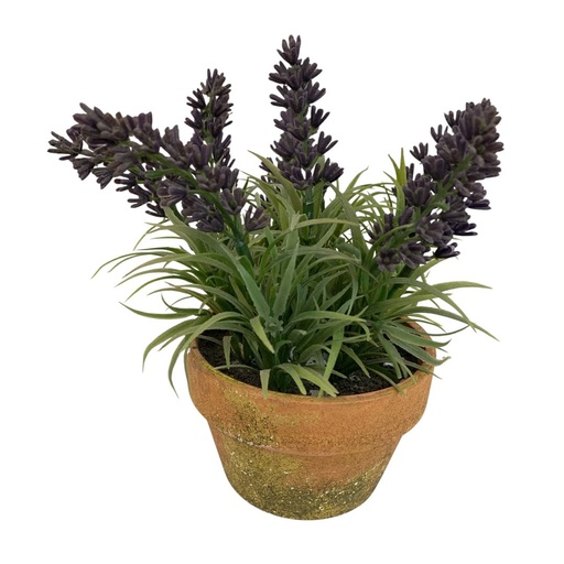 [456-50843] FLOR ARTIFICIAL LAVANDA EN MACETA DE BARRO 10.5X7CM.