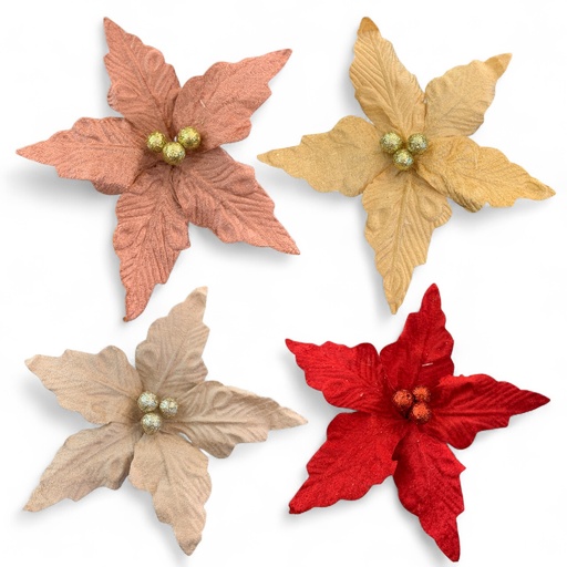 [5116820435] FLOR NAVIDEÑA 20CM DOR-ROJ-ROS-NUD