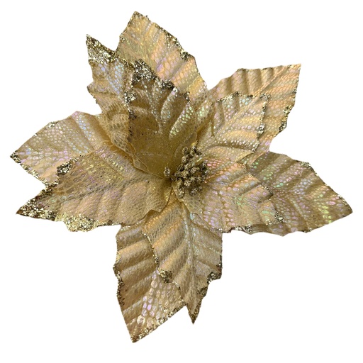 [876169] FLOR NAVIDEÑA CREAM DORADA REF: CF12-22502 30CM