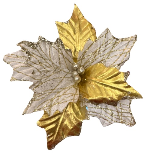 [967160] FLOR NAVIDEÑA DOR/BLANCO REF: ES23809 24CM