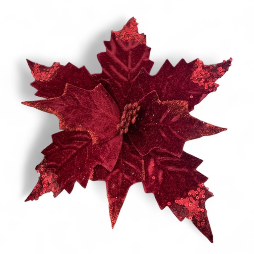 [1702335012305] FLOR NAVIDEÑA ROJO VINO 32CM