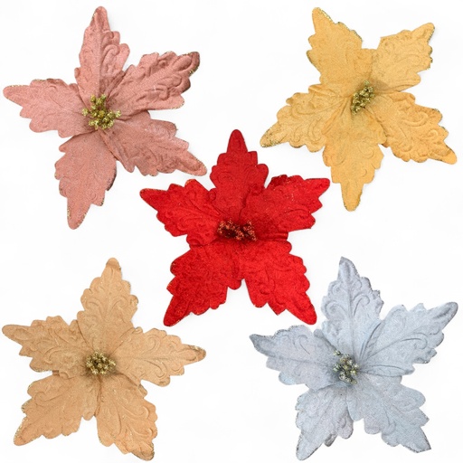 [5116820443] FLOR NAVIDEÑA 24CM ROJ-DOR-PLAT-ROS-NUD