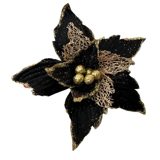 [1702335008889] FLOR NAVIDEÑA 22CM NEGRO-DOR