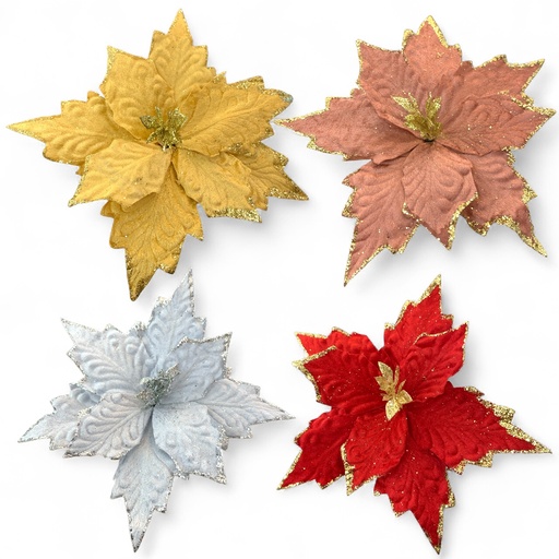 [18651] FLOR NAVIDEÑA 25CM ROJ-DOR-PLAT-ROS-ROSPLAT