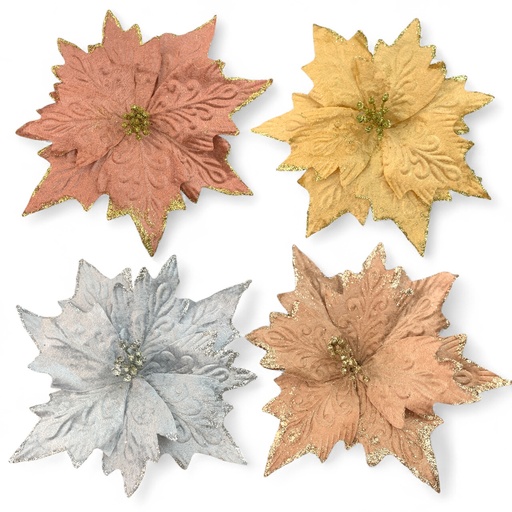 [5116820429] FLOR NAVIDEÑA 25CM DOR-PLAT-ROS-NUD