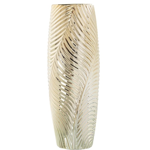 [442-292340] FLORERO PORCELANA DORADO CROMADO CONCEPTS 15X15X40CM