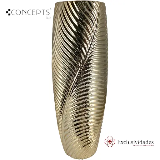 [442-292339] FLORERO DORADO DE PORCELANA 18X18X50CM