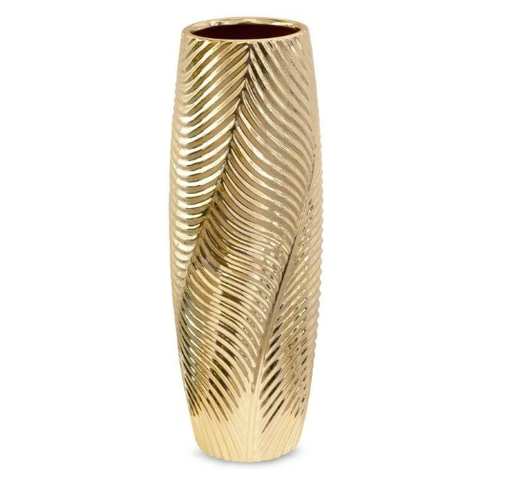 [442-292339] FLORERO PORCELANA DORADO CROMADO CONCEPTS18X18X50CM