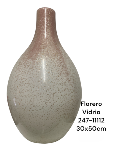 [247-11112] FLORERO DE VIDRIO ROSA/DORADO BLANCO 30X30X50CM