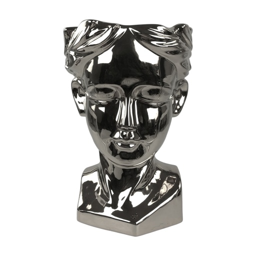 [6820220601962] FLORERO ROSTRO PORCELANA PLATA 20X15CM