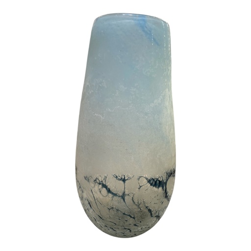 [247-11114] FLORERO DE VIDRIO AZUL OCEANO 32.5X17X17CM