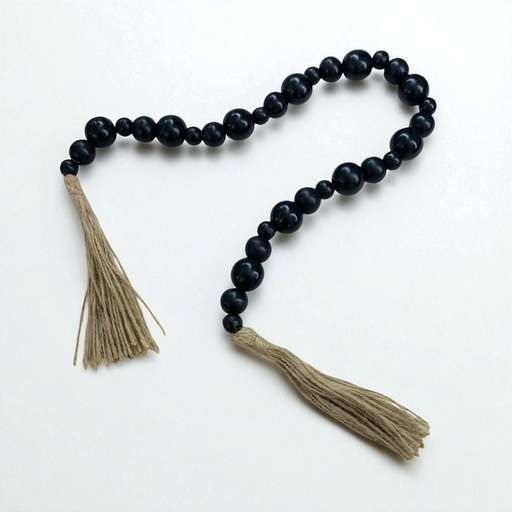 [16065] CADENA DE CUENTAS DE MADERA NEGRAS 86CM