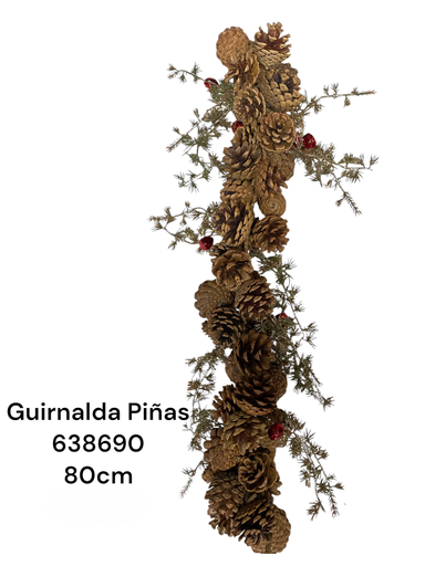 [8679811638690] GUIRNALDA DE BELLOTAS/CASCABEL  ROJO Y DORDO 65CM