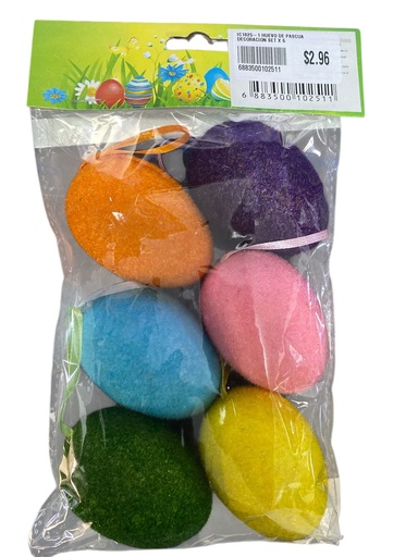 [6883500102511] IC1025-1 HUEVO DE PASCUA DECORACION SET X 6