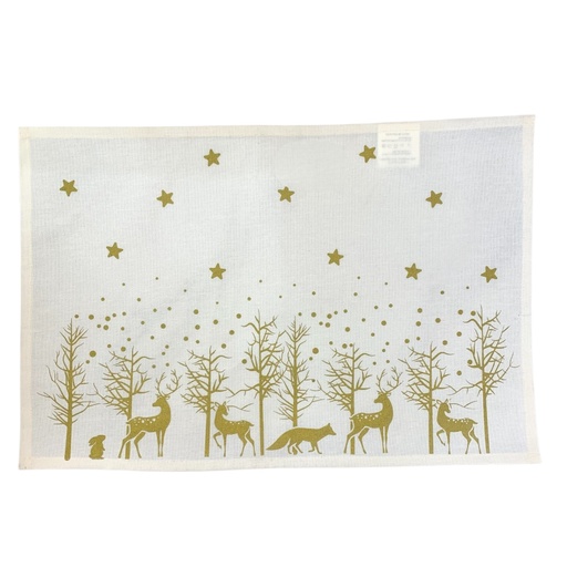[391001] Individual beige con renos dorados, 45x30cm. RENZO