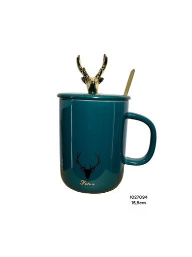 [6902021027094] JARRO CERAMICA NAVIDAD C/CUCHARA Y TAPA 13X11.5CM