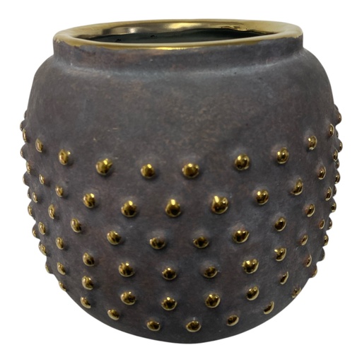 [442-610122] JARRON PUNTOS DORADOS16X20CM