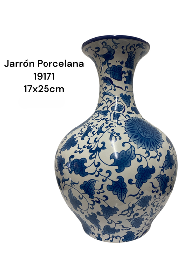 [CS19171] JARRON PORCELANA AZUL FLOREADO 17X25CM