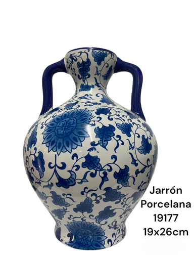 [CS19177] JARRON PORCELANA FLOREADA AZUL 19X26CM
