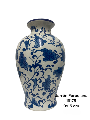[CS19175] JARRON PORCELANA FLOREADO AZUL 9X15CM