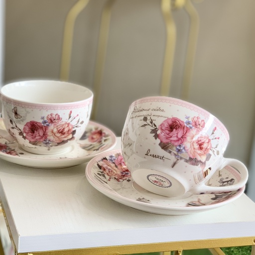 [2024011945783] JGO DE TAZA Y PLATO DE PORCELANA 4PZAS