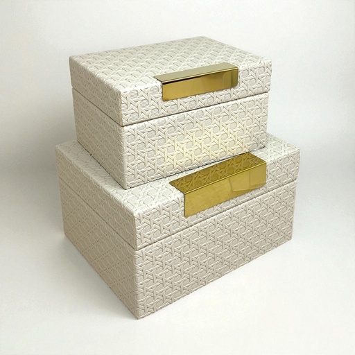 [16062] CAJAS DECORATIVAS BEIGE SETX2