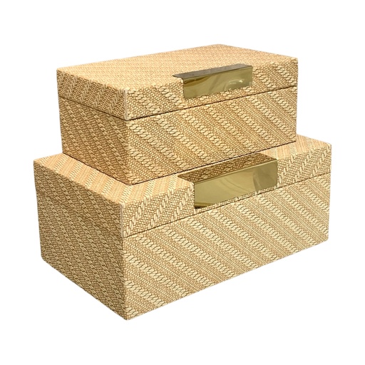 [16063] SET DE 2 CAJAS DECORATIVAS GOLD - G:25X10.5X15CM P:20X8.5X12CM