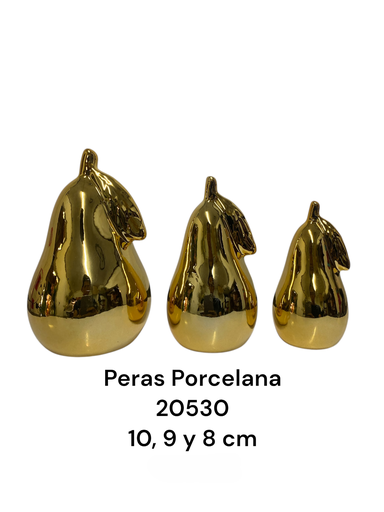 [CS20530] JUEGO DE PERAS DORADAS PORCELANA 10, 9 Y 8CM