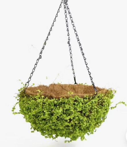 [6584090392084] MACETA COLGANTE CON HOJAS TIPO MUSGO 20X30CM
