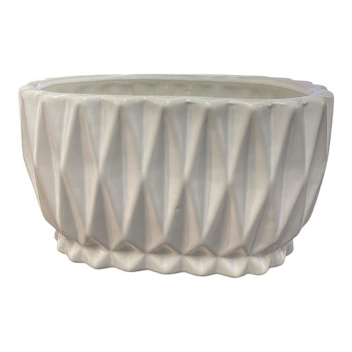 [6965220653037] MACETA DE CERAMICA BLANCA OVALADA 13X22CM IC653-3