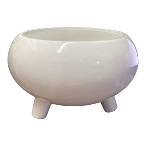 [6820210610196] MACETA DE FIBRA MINERAL REDONDA CON PATAS 14X24CM