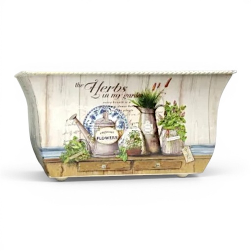 [19891-3] MACETERO METALICO RECTANGULAR "THE HERBS IN MY GARDEN" 27X17CM.